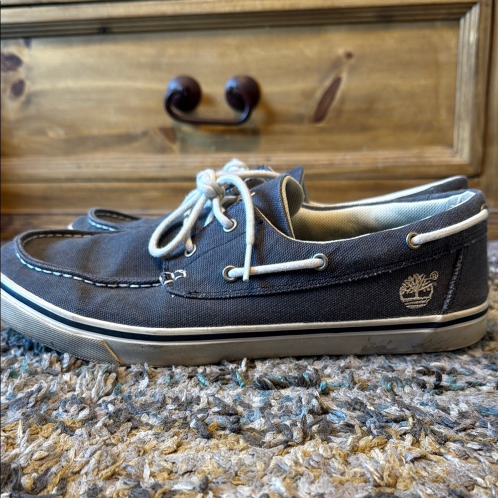 Timberland Gray Boat Shoes with Moccasin Toe